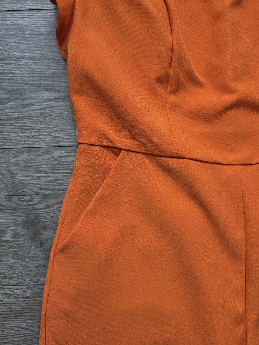 ⚡️$16 FINAL✨️ New York & Co Flutter Sleeve Orange Wide-Leg Jumpsuit Size L 🔴 - Picture 9 of 16